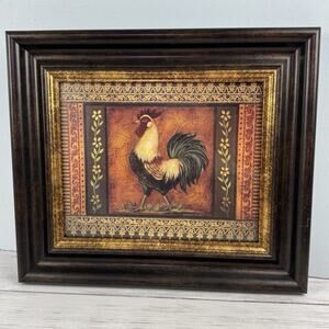 Mediterranean Rooster VII Framed Art Print 14x12 Kimberly Poloson Farm House EUC